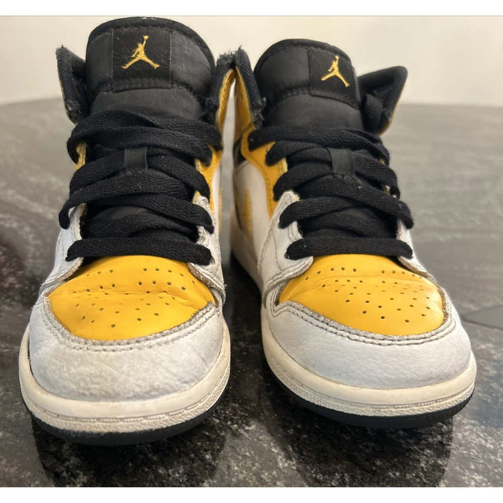 Nike AIR JORDAN 1 TODDLER Basketball Sneakers Size 13C Shoes Yellow Black White - Picture 5 of 16